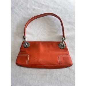 Y2K Orange Mini Baguette Adrienne Vittadini Pebble Leather Handbag Purse